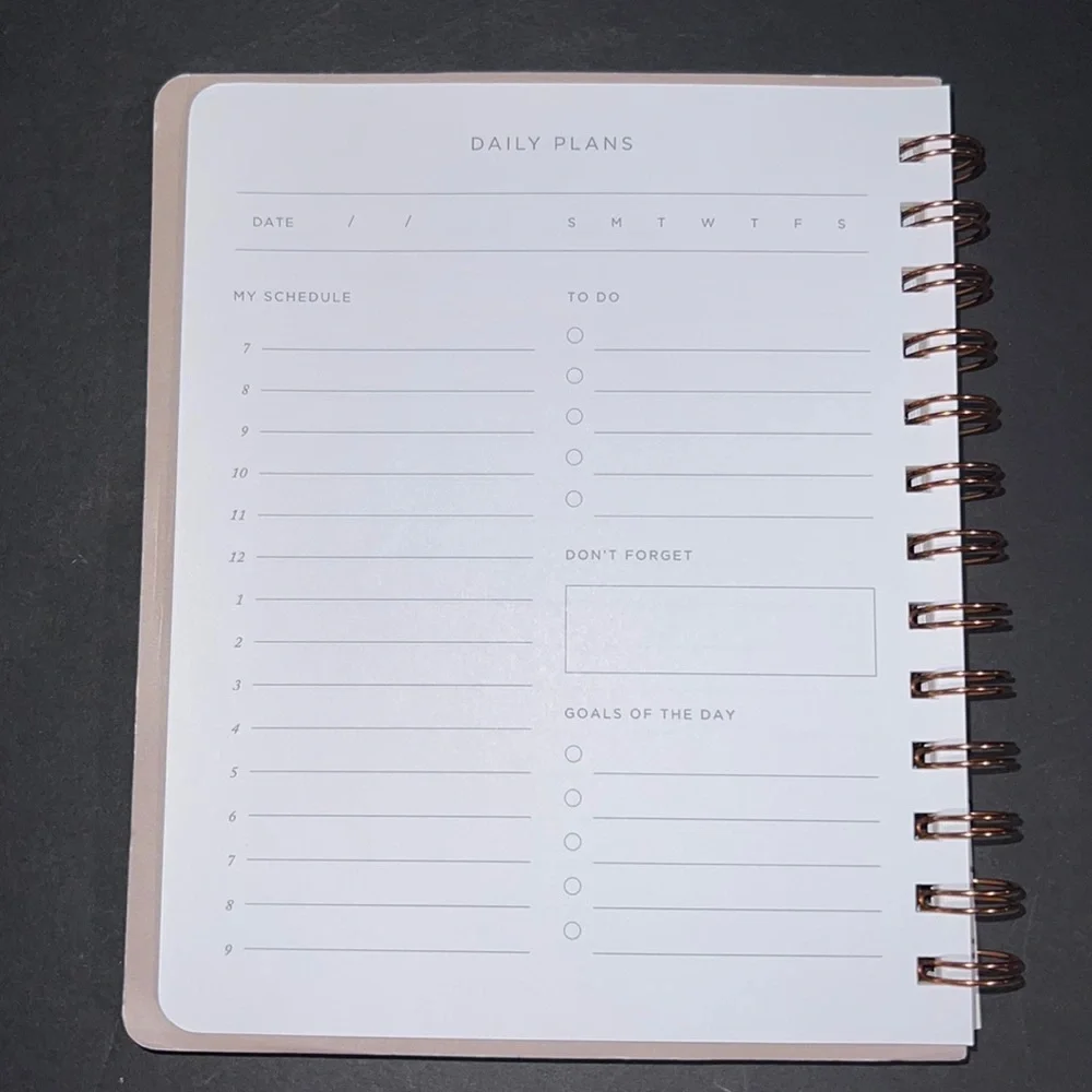 moon phase: rose gold on vegan leather NON-dated daily planner-spiral bound-NWT